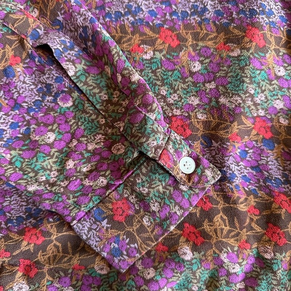 Sundance | 100% Silk Sheer Floral Button Down Blouse, Size PM - Picture 5 of 7